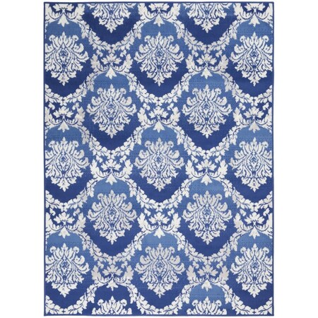 Palacedesigns 4 x 6 ft. Blue & Ivory Damask Area Rug - Blue Ivory - 4' x 6' PA3670748